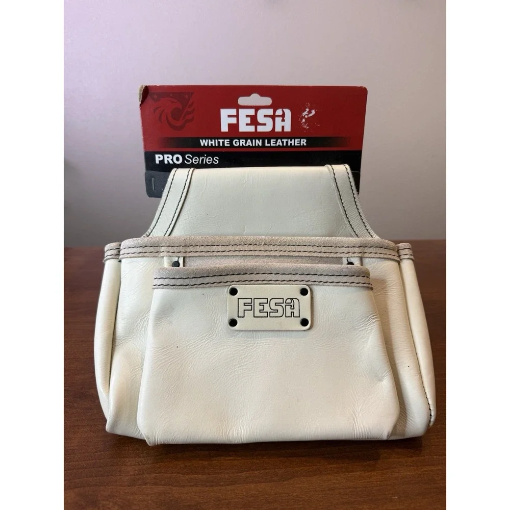 New FESA Pro Leather Nail Pouch 2 Pocket Top Grain Tool Belt 3